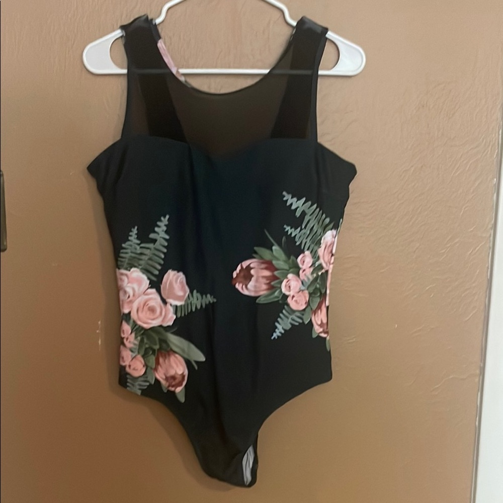Floral Black Womens One Piece Swimsuit